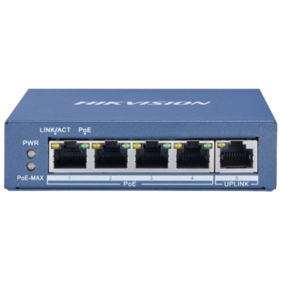 DS-3E0505P-E/M switch 4x Gb PoE + 1x Gb uplink RJ-45, 35W