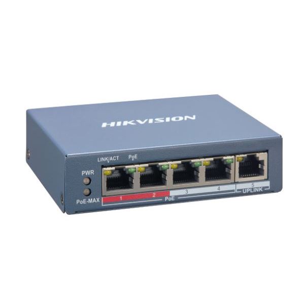 DS-3E1105P-EI Smart managed switch 4x 100TX PoE + 1x 100TX uplink, 60W, Super PoE