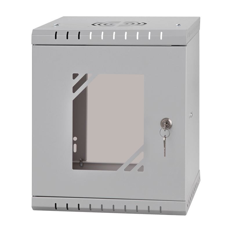 LEXI-Net Basic Rozvaděč nástěnný 10" 9U 300mm, dveře sklo, šedý