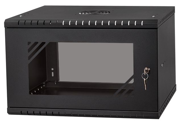 LEXI-Net Basic Rozvaděč nástěnný 19" 6U 520x350, dveře sklo, černý