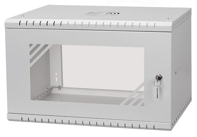 LEXI-Net Basic Rozvaděč nástěnný 19" 6U 520x450, dveře sklo, šedý