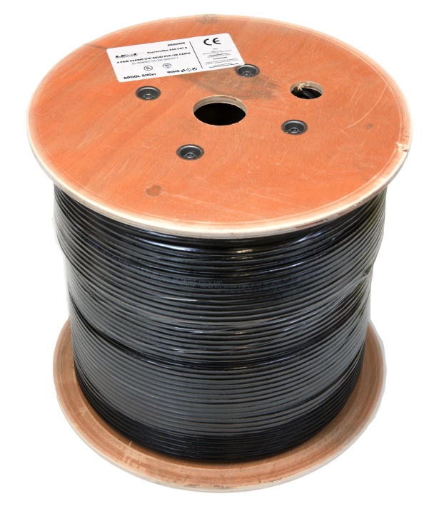 LEXI-Net instalační kabel UTP CAT 6 23AWG venkovní dvouplášť PVC+PE 500m cívka černý
