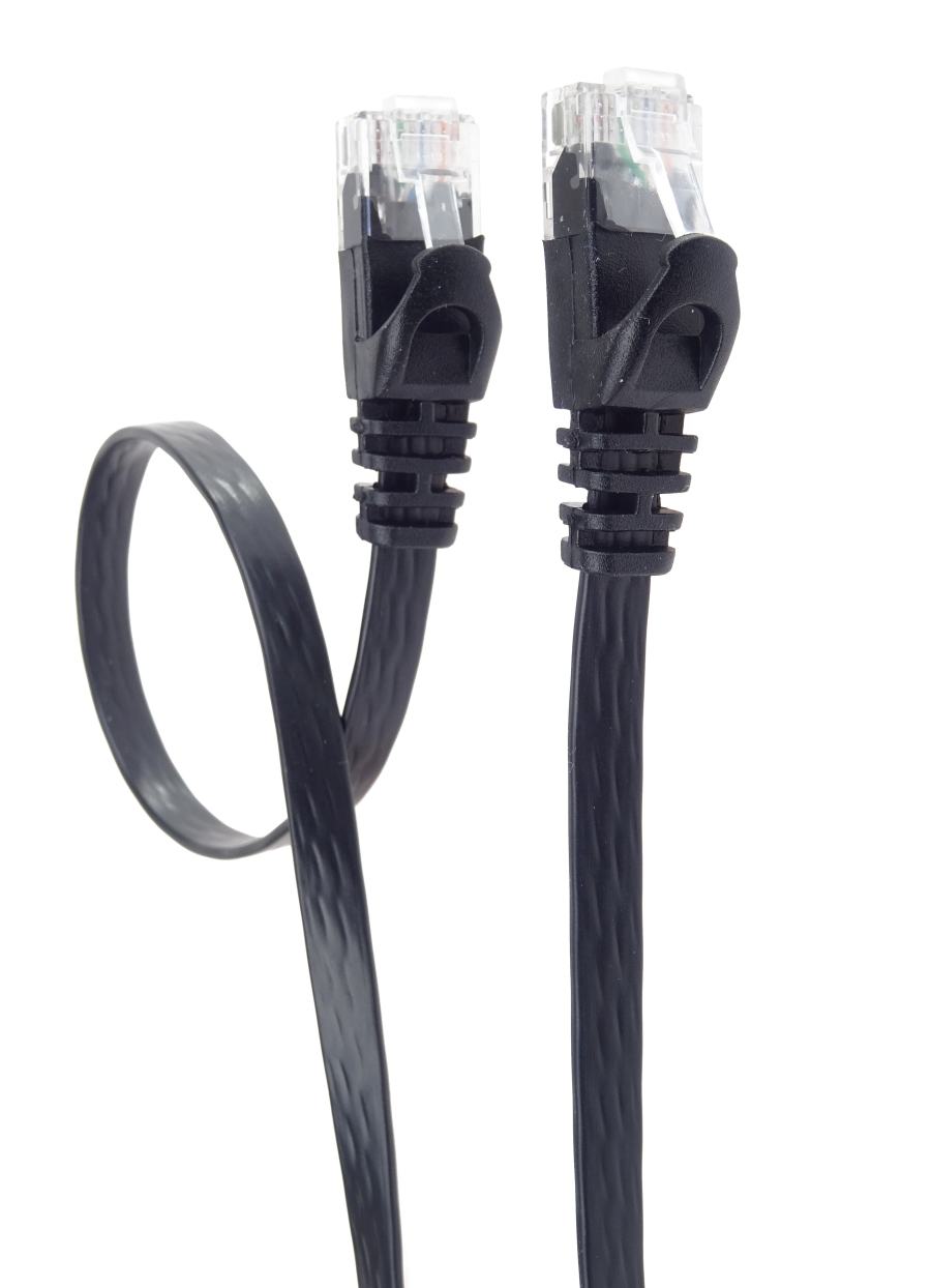 PremiumCord Plochý patch kabel UTP RJ45-RJ45 CAT6 20m černá