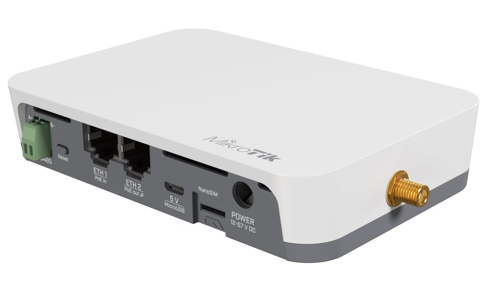 Chytrý IoT hub Mikrotik KNOT LR8 kit IoT Gateway LoRa, CAT-M/NB, Bluetooth, GPS, 2x LAN, 1x SIM, microUSB, 2.4 GHz b/g