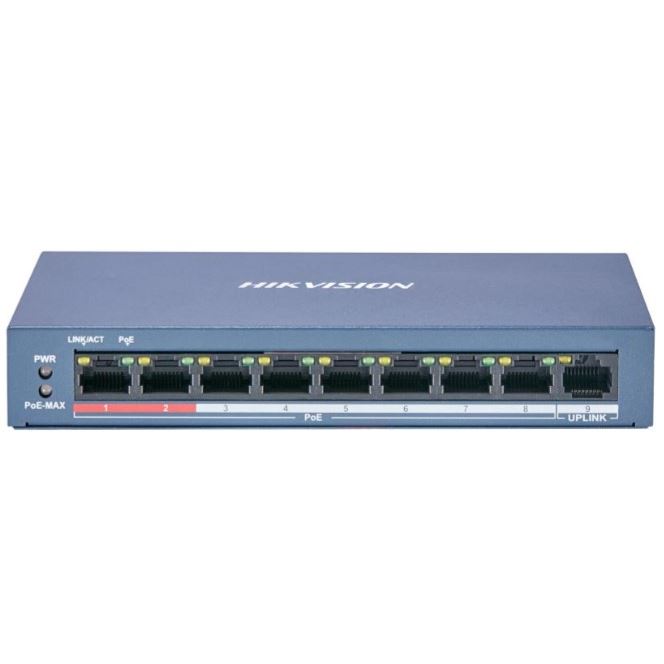 DS-3E0109P-E/M(B) Switch 8x 100TX PoE + 1x 100TX uplink, 60W, Super PoE