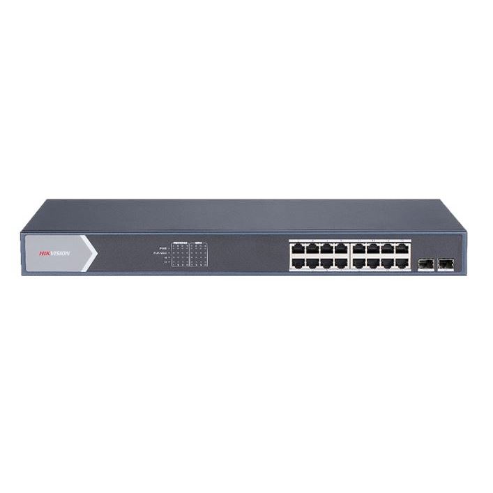 DS-3E1518P-SI Smart managed switch 16x Gb PoE + 2x Gb SFP Uplink, 225W, Super PoE - dosah až 300m