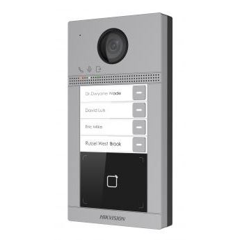 DS-KV8413-WME1(C)/Flush IP dveřní interkom 4-tlač., čtečka karet, 2MPx kamera, WiFi, zápustný