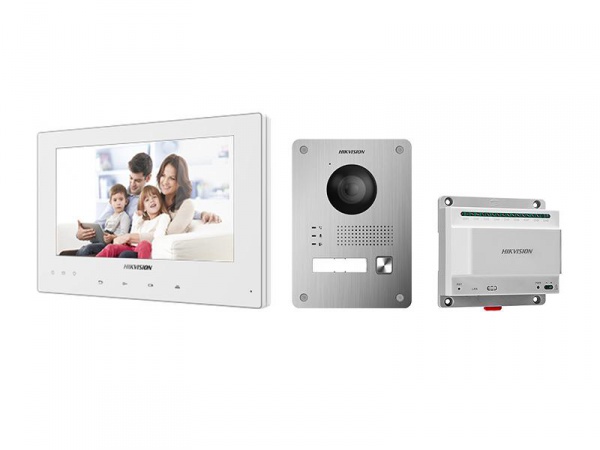 kit videotelefonu, 2-drát, bílý bytový monitor + dveřní st. + napájecí zdroj