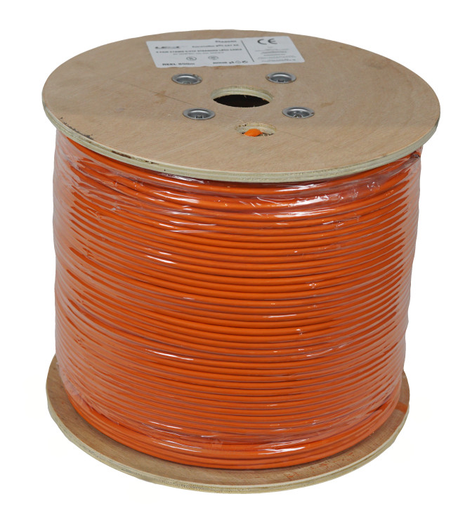 LEXI-Net kabel Cat 6A S/FTP LSOH licna (Dca) 27 AWG 500m cívka, oranžový plášť
