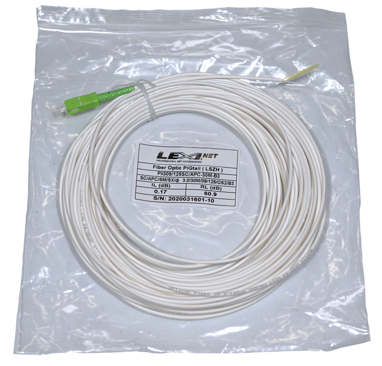 LEXI-Net Pigtail SC/APC SM 09/125 3mm LSZH 30M G657B3
