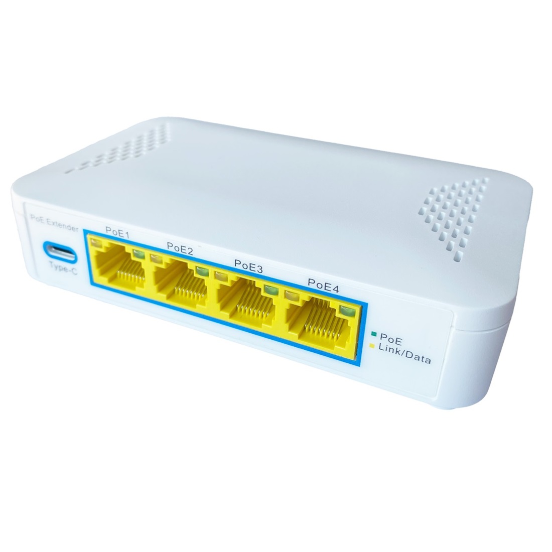 MaxLink MAXPI60EXT1x4 PoE extender - 802.3af/at, 65W, 1Gbit, 4xPoE, 1xUSB-C