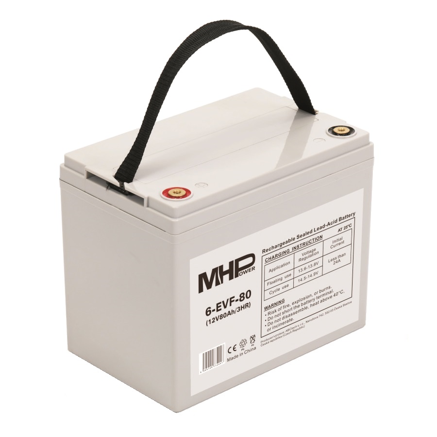 MHPower 6-EVF-80 Trakční gelová baterie 12V/80Ah, Terminál T1 - M6, Deep Cycle