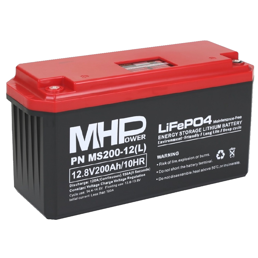 MHPower MS200-12(L) Lithium baterie LiFePO4 12V/200Ah, Terminál LC4 - M8