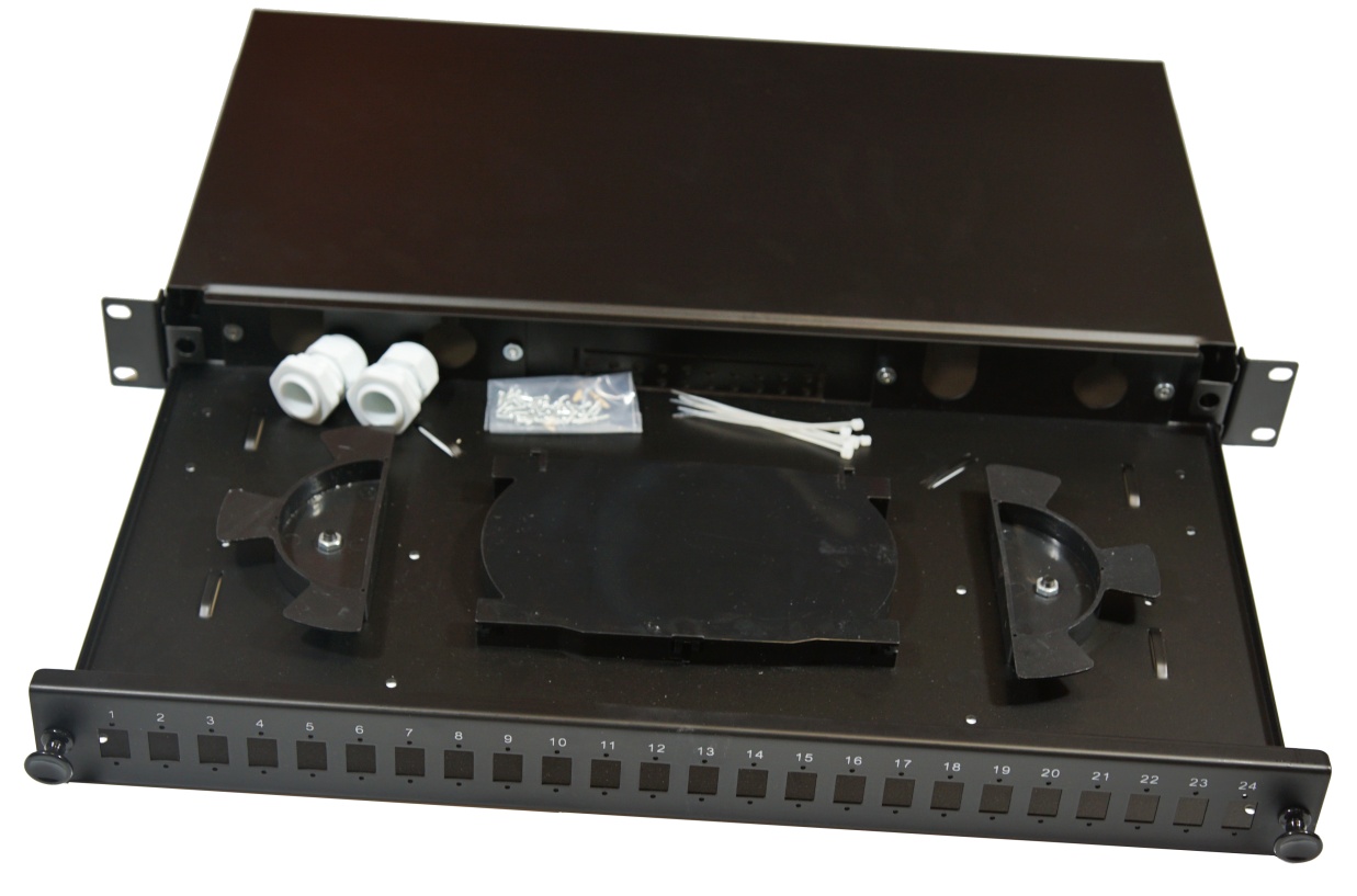 Optická vana 24x SC simplex vybavená kazetou pro 24 vl. výsuvná