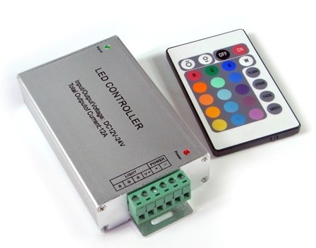 RGB dálkový ovladač a přijímač DC 12V/24V, 4A na kanál (12A)