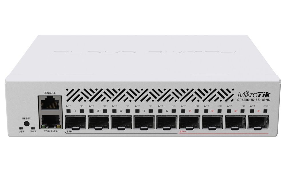 Switch Mikrotik CRS310-1G-5S-4S+IN 800MHz CPU, 256MB RAM, 5x SFP, 4x SFP+, 1x GLAN, ROS L5