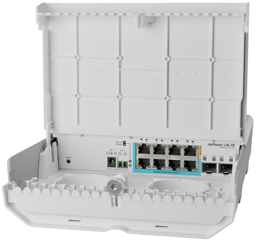Switch Mikrotik netPower Lite 7R 8x GLan s 7x Reverzní PoE-in, 1x PoE