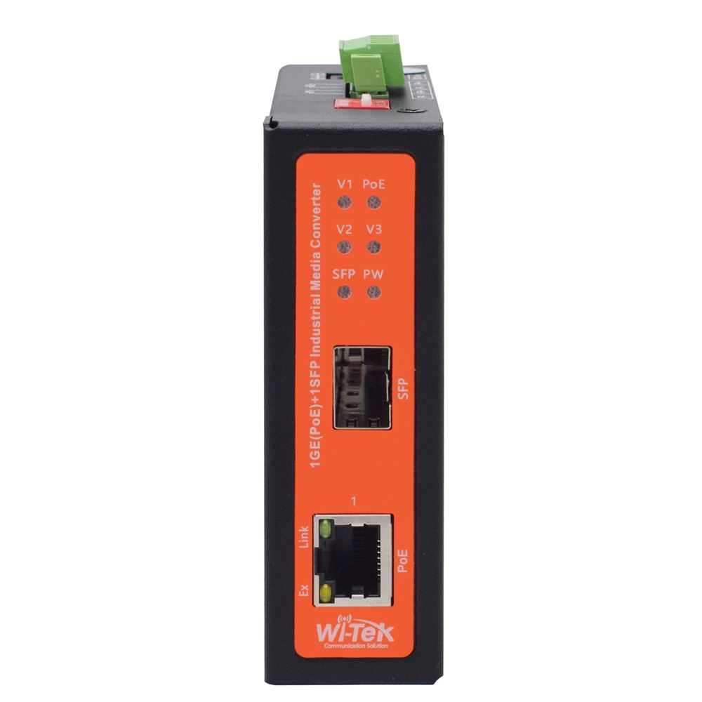 WI-PS302GF-I 1GE + 1SFP Fiber HiPoE mediální konvertor; 60W